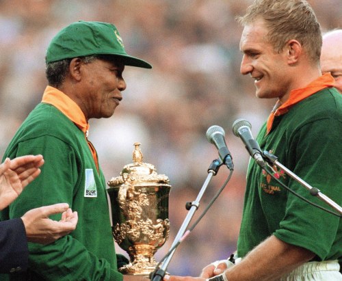 Mandela and the South African rugby team