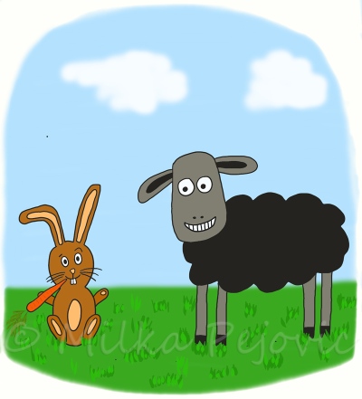 My book characters: a rabbit and a sheep