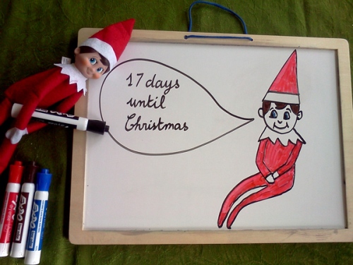 Wink draws on our Christmas countdown white board